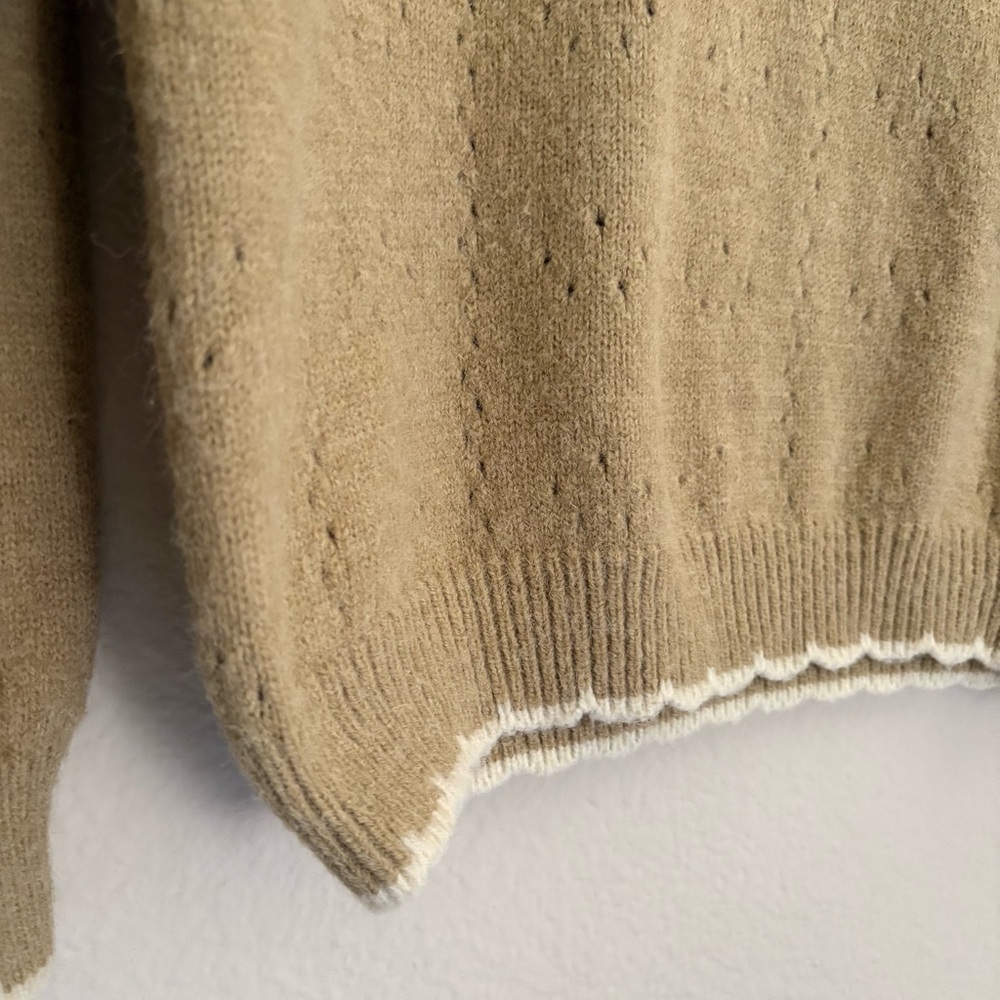 Ounce Pointelle Collared Sweater in Khaki - Picture 2 of 6